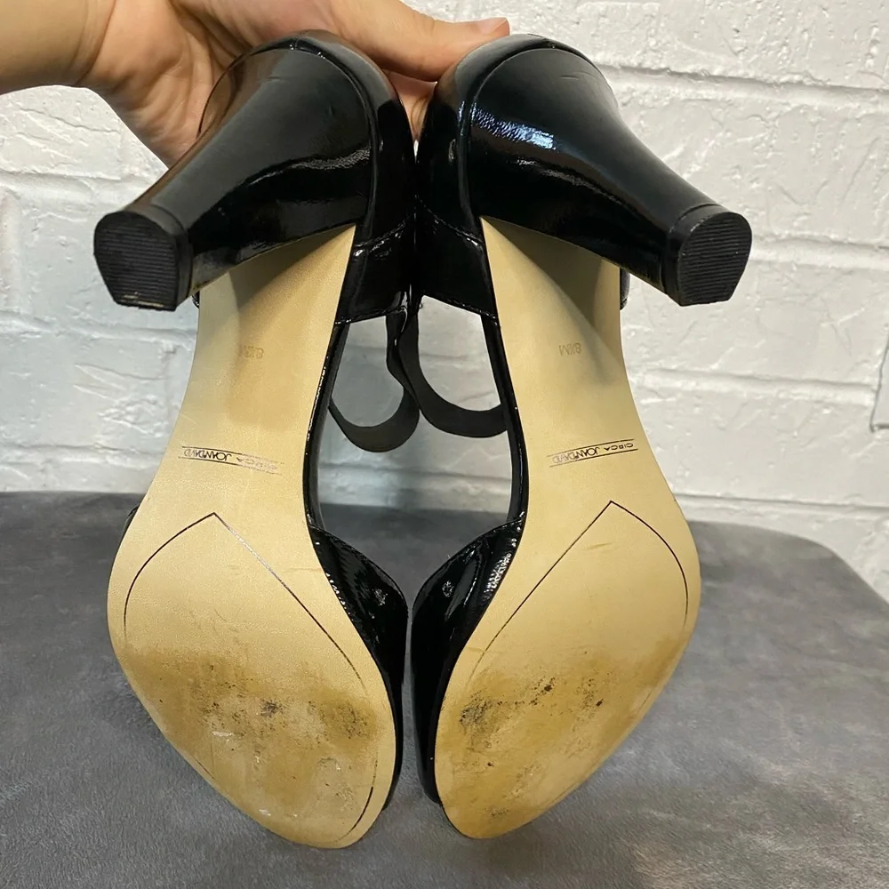 Circa Joan & David Patent Leather Peep Toe Pumps Heels